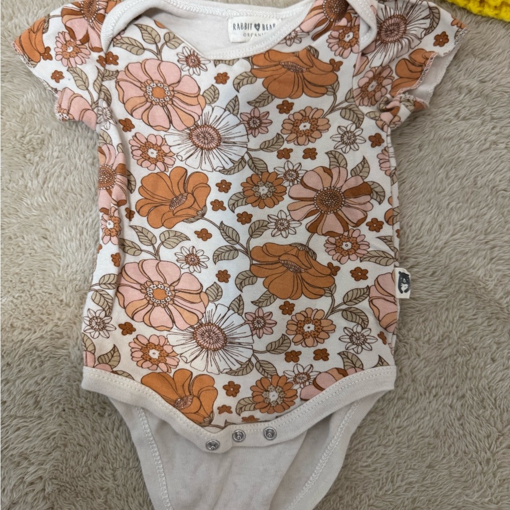 Kids Floral One Piece - Orange and White